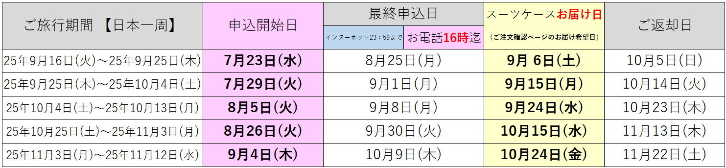 日程表