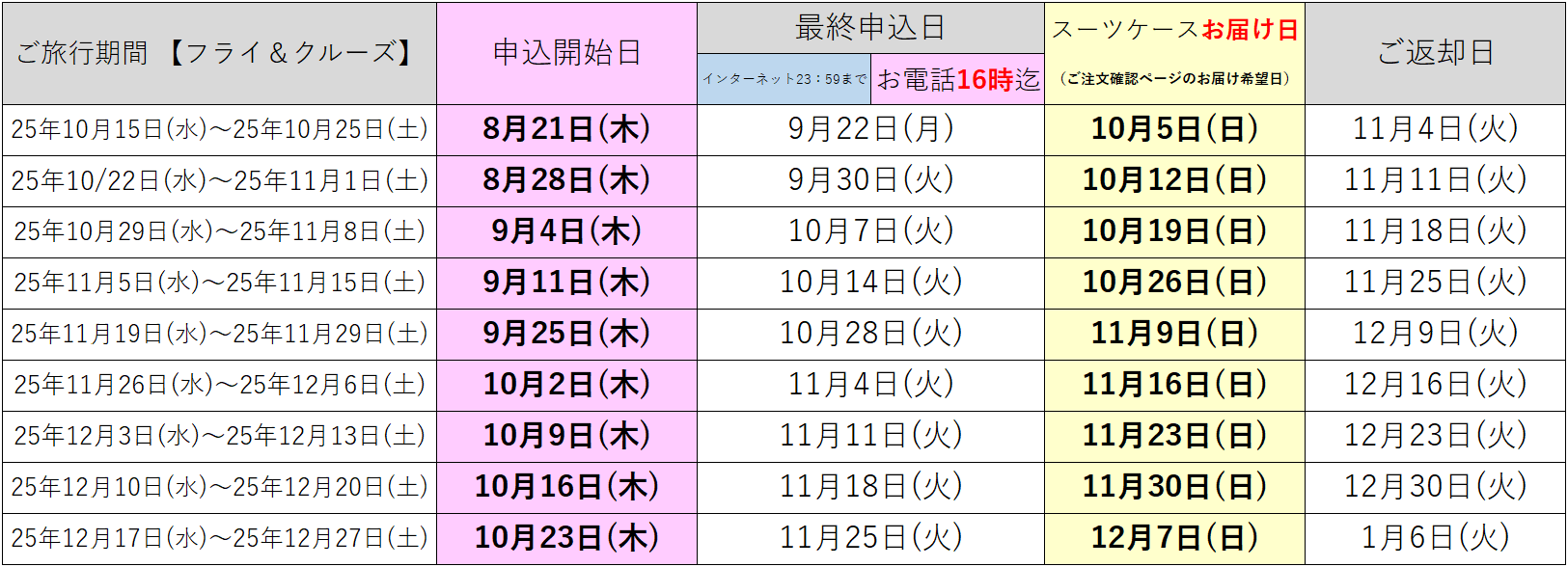 日程表