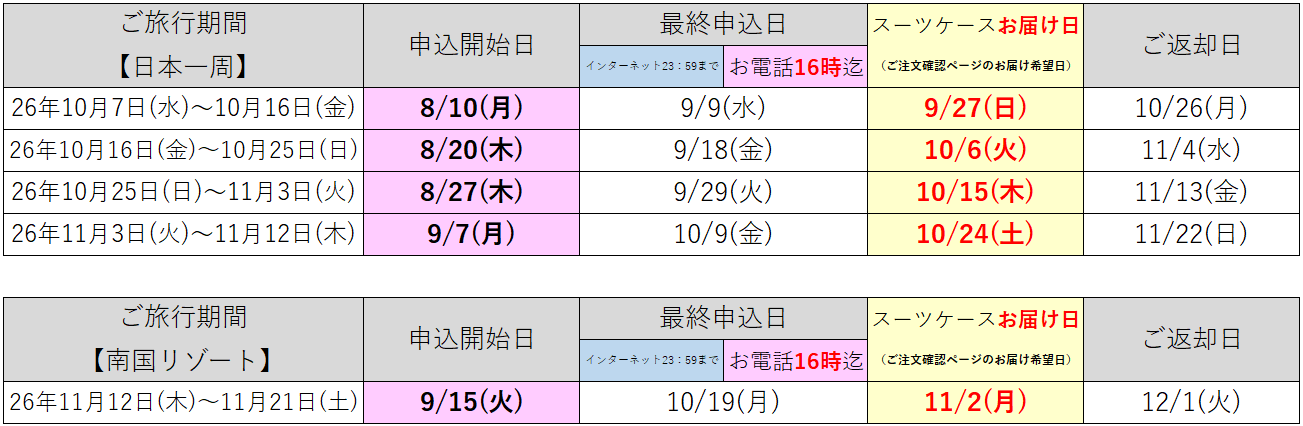 日程表